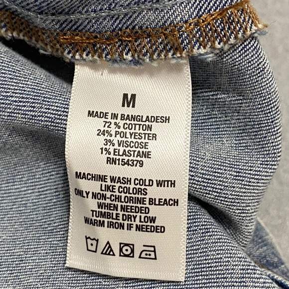 Aeropostale Acid Wash Denim Pinafore Dress Blue Jean Mini Strappy Size M - Picture 8 of 11